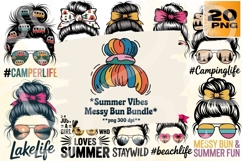 Summer Vibes Messy Bun Bundle - 20 PNG Product Image 1