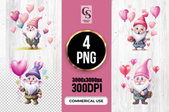 Valentine Gnome With Heart Balloons Clipart SVG PNG Product Image 1