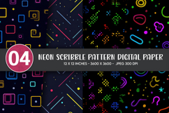 Neon Scribble Pattern Digital Paper Product Image 1