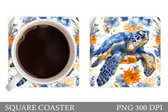 Turtle Square Coaster. Turtle Coaster Sublimation Product Image 1