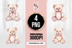 Watercolor Teddy Bear Clipart Sublimation PNG Product Image 1