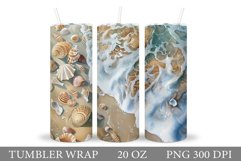 3D Seashell Tumbler Sublimation. Sea Tumbler Wrap Design Product Image 1
