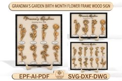 Grandma‘s Garden Birth Month Flower Frame Wood Sign Product Image 1