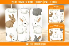 Cute Rabbit Seemless Tumbler Wrap Designs, Sublimation Wrap Product Image 1