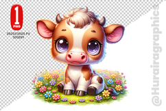 Cute Cow Clipart - PNG File Product Image 1