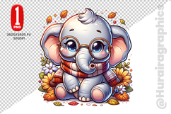Cute Elephant Clipart - PNG File Product Image 1