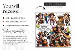 Pirate Gnome Girl clipart, Corsair Gnome sublimation, summer Product Image 3
