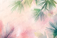 Soft Pastel Watercolor Pine Needles Art Background Product Image 1