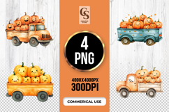 Pumpkin Truck Clipart Sublimation PNG Product Image 1