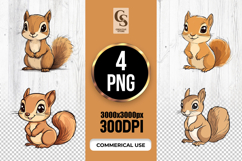 Cute Baby Squirrel Clipart Sublimation PNG Product Image 1