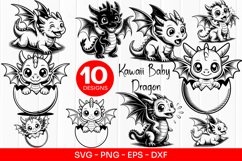 Kawaii Baby Dragon Clipart SVG PNG Product Image 1