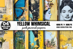 Yellow Whimsical Junk Journal Paper Bundle PNG Product Image 2