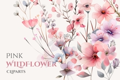 Pink Watercolor Wildflower Clipart PNG, Decorative Floral Product Image 1