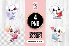 Cute Puppy Reading Book Clipart Sublimation PNG Product Image 1