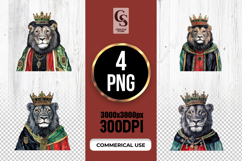 Crowned Lion King Watercolor Clipart Sublimation PNG Product Image 1