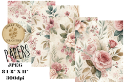 Shabby Chic, Pink, Paper, Floral, Papers, Junk Journal Product Image 1