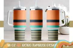 Retro Stripes Tumbler, Retro 40 Oz Tumbler Template Product Image 1