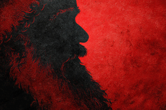 Dark Santa Claus Silhouette on Red Grunge Background Art Product Image 1