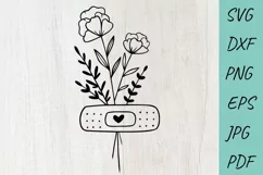 Floral patch Svg, Wildflowers Svg, Flower bandage Svg Product Image 1
