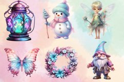 Pink Christmas Fairy Clipart Sublimation, Fairy Christmas Product Image 2