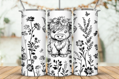 20oz Tumbler laser svg|Floral Baby Highland Cow wrap Product Image 1