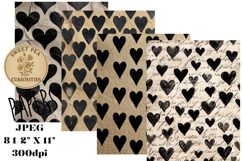 Valentines, Hearts, Grunge, Mixed Media, Paper, Junk Journal Product Image 1