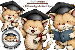 Graduation Animal Clipart PNG, Watercolor Graduation Animals Product Image 1
