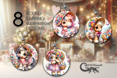 Easter horse &amp; cow | 8 spring Round Earring Sublimation Product Image 1