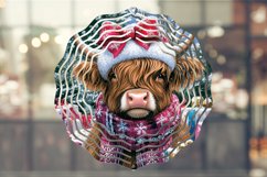 Christmas Highland Cow Wind Spinner Sublimation Design Product Image 1