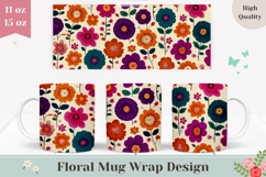 Floral Mug Wrap, Art Flowers Mug Design, Floral Print Product Image 1