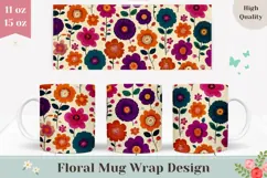 Floral Mug Wrap, Art Flowers Mug Design, Floral Print Product Image 1
