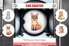 70s Groovy Animal Hippie Car Coaster Product Image 1