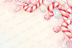 Watercolor Candy Canes and Peppermints Art Background Product Image 1