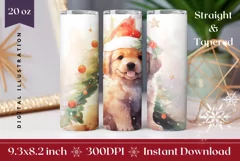 Christmas Tumbler Wrap, Watercolor Christmas Dog Tumbler Product Image 1