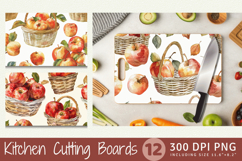 Watercolor Fall Apple Baskets Cutting Boards sublimation Des Product Image 1