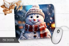 Snowman in Sweater against Snowy Mouse PNG Design Product Image 1