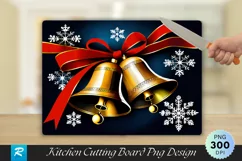Ribbon Bells And Snowflakes Cutting Board PNG Product Image 1