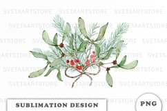 Watercolor Christmas bouquet sublimation Product Image 1