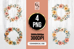 Boho Floral Wreath Clipart Sublimation PNG Product Image 1