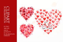 Valentines Day watercolor Heart pattern Clipart Product Image 1