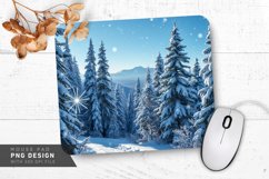 Snowy Village with Peaceful Snowfall Mouse Pad PNG Product Image 1