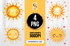 Smiling Yellow Sun Clipart Sublimation PNG Product Image 1