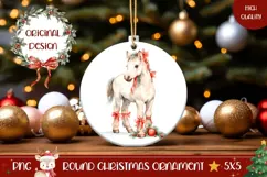 Watercolor Christmas Horse Ornament, Christmas Ornament Product Image 1