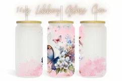Watercolor Flowers Coffee 16oz Libby Glass Can Tumbler Wrap Product Image 1