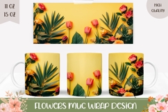 Summer Flowers Mug Wrap, Tropical Mug, Tulips PNG Product Image 1
