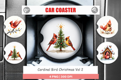 Cardinal Christmas Bird Car Coaster Product Image 1