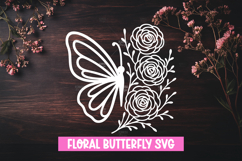 Butterfly with Flowers SVG Design Product Image 1