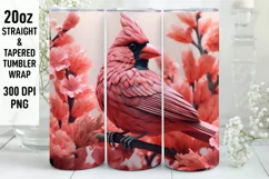3D Cardinal Bird Tumbler Sublimation Wrap | 3D Tumbler Wrap Product Image 1
