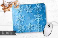 Intricate Snowflake Patterns on Frosty Blue Mouse Pad PNG Product Image 1