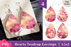 Love Heart Teardrop Earrings, Glitter Love Hearts Earrings Product Image 1